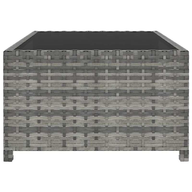 Lot de 2 transats chaise longue bain de soleil lit de jardin terrasse meuble d'extérieur avec table résine tressée gris 02_0012127