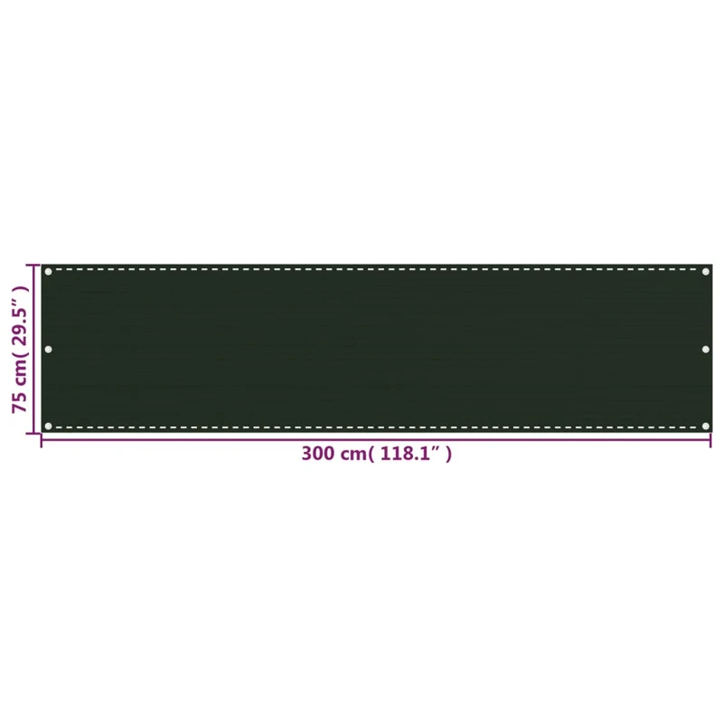 Écran de balcon brise pare vue protection confidentialité 75 x 300 cm PEHD vert foncé 02_0010437