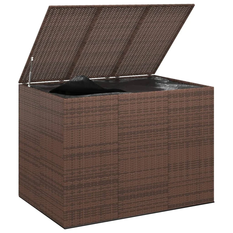 Boîte à coussins de jardin résine tressée 145 x 100 x 103 cm marron 02_0013162
