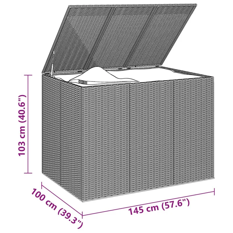 Boîte à coussins de jardin résine tressée 145 x 100 x 103 cm marron 02_0013162