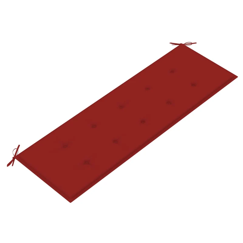 Banc de jardin meuble de patio d'extérieur terrasse avec coussin rouge 150 cm bois de teck massif 02_0011088