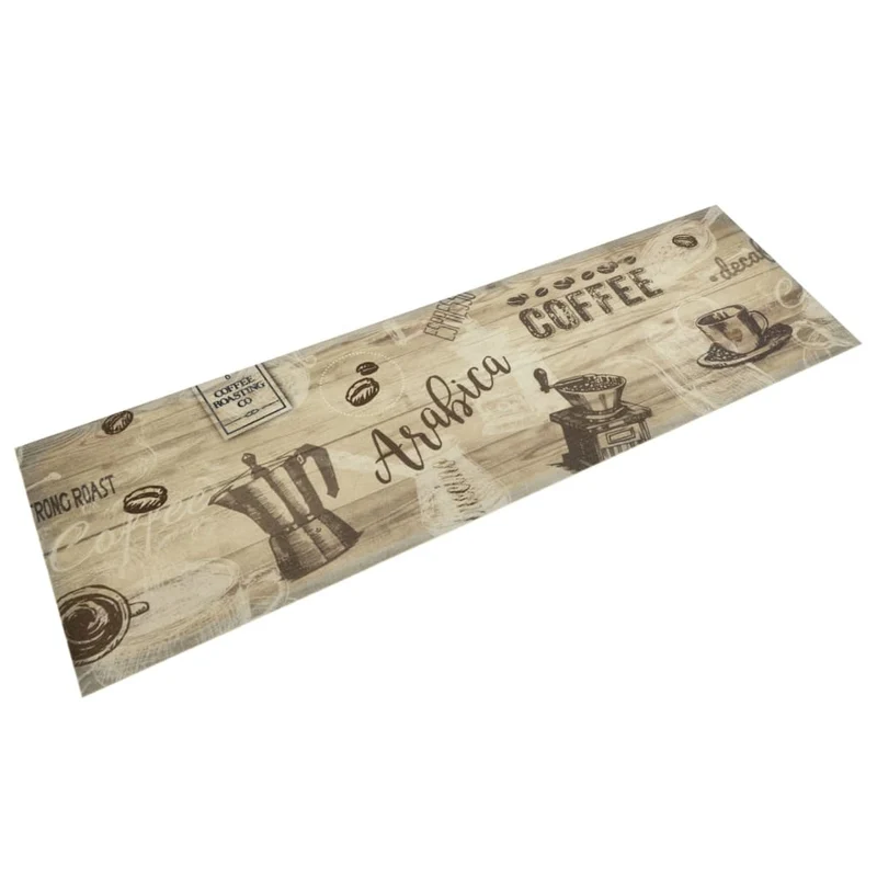 Tapis de cuisine lavable design élégant 150 x 45 cm antidérapant doux en velours marron 02_0056417