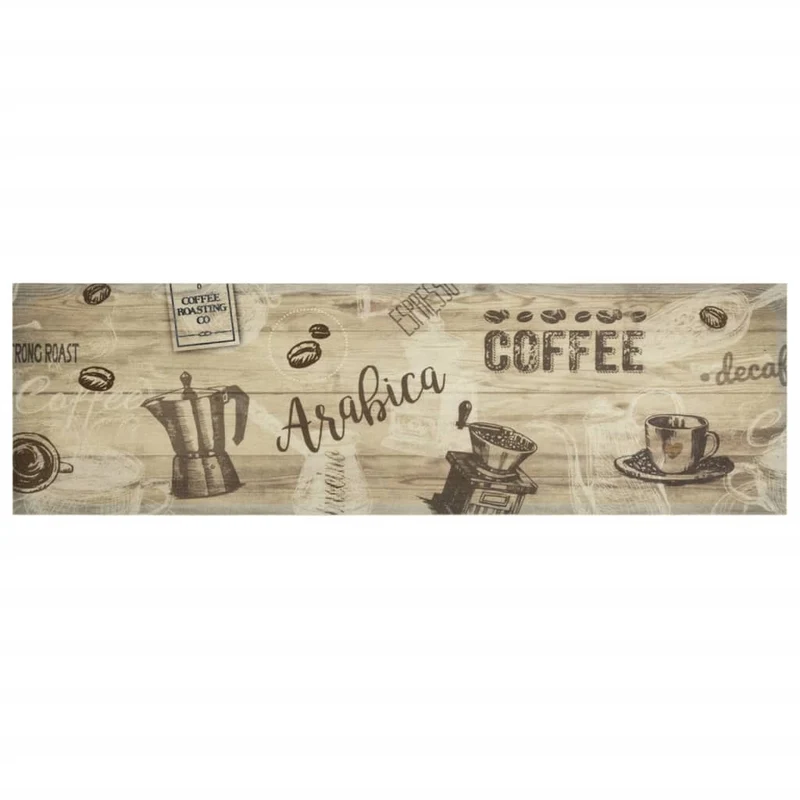 Tapis de cuisine lavable design élégant 150 x 45 cm antidérapant doux en velours marron 02_0056417