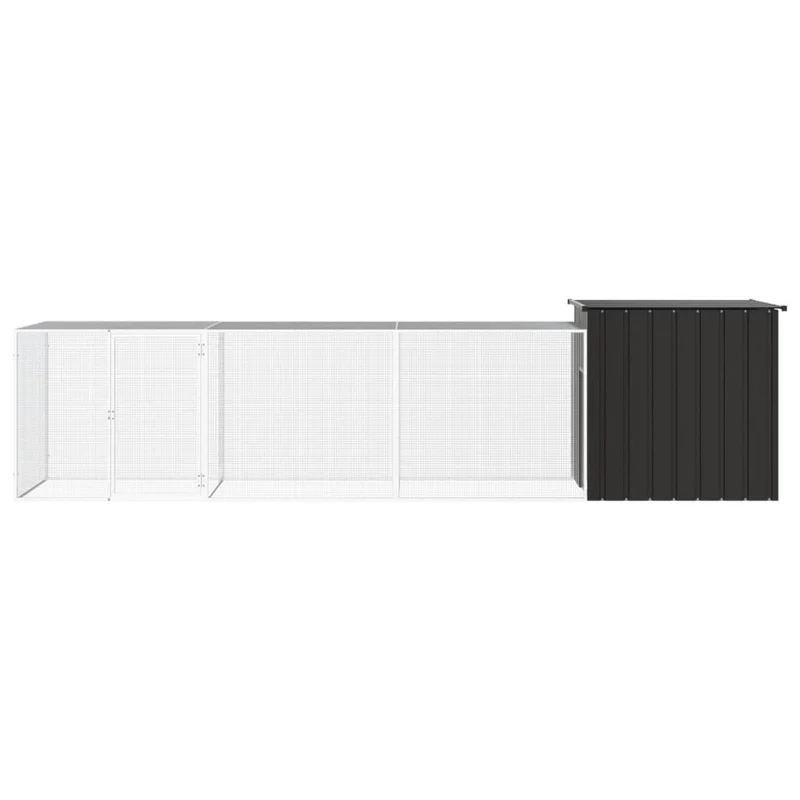 Poulailler enclos cage poules 400 x 91 x 100 cm acier galvanisé anthracite 02_0043926