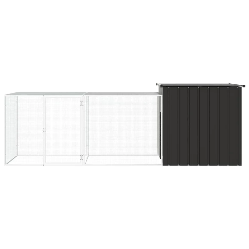 Poulailler enclos cage poules 300 x 91 x 100 cm acier galvanisé anthracite 02_0043925