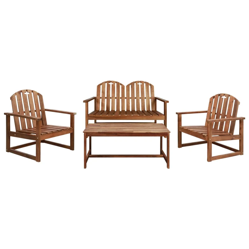 Salon de jardin meuble d'extérieur ensemble de mobilier 4 pièces bois d'acacia solide 02_0016221