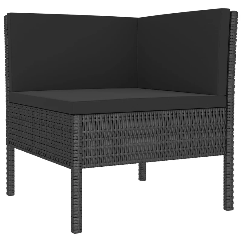 Salon de jardin meuble d'extérieur ensemble de mobilier 6 pièces avec coussins résine tressée noir 02_0016910