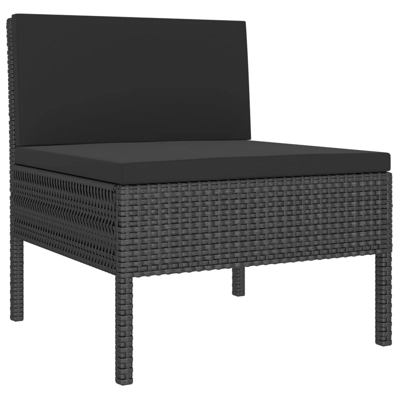 Salon de jardin meuble d'extérieur ensemble de mobilier 6 pièces avec coussins résine tressée noir 02_0016910