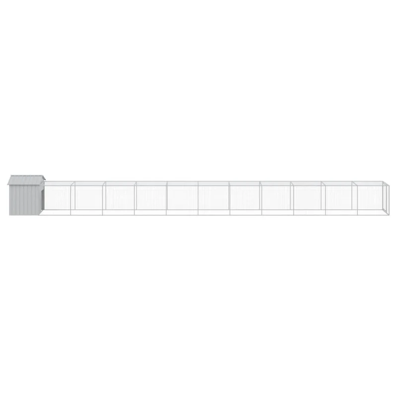 Poulailler enclos cage poules avec cour clair 117 x 1221 x 123 cm acier galvanisé gris 02_0043957