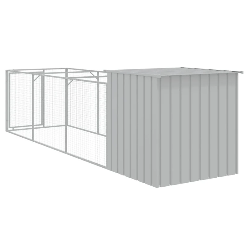 Niche pour chien avec cour clair 110 x 405 x 110 cm gris 02_0043491
