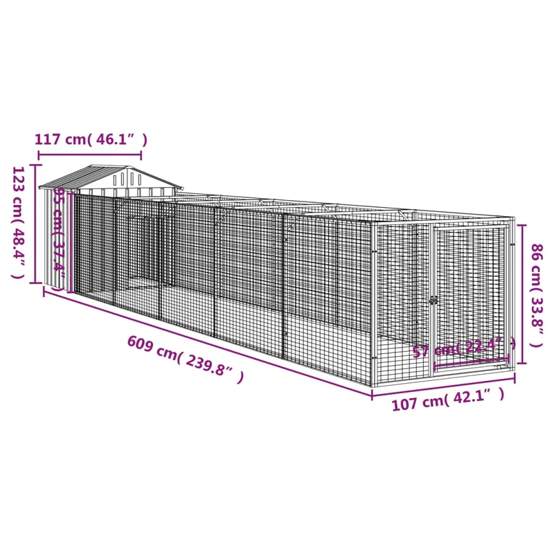 Niche pour chien avec toit acier galvanisé anthracite 02_0043520