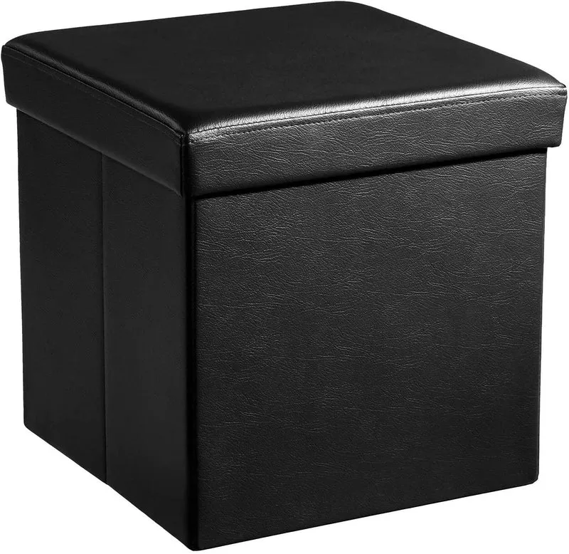 Coffre de rangement tabouret lisse 40 litres noir 12_0000432