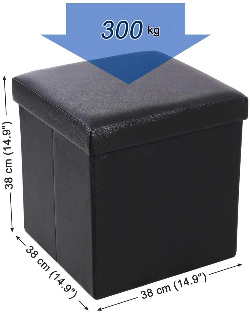 Coffre de rangement tabouret lisse 40 litres noir 12_0000432
