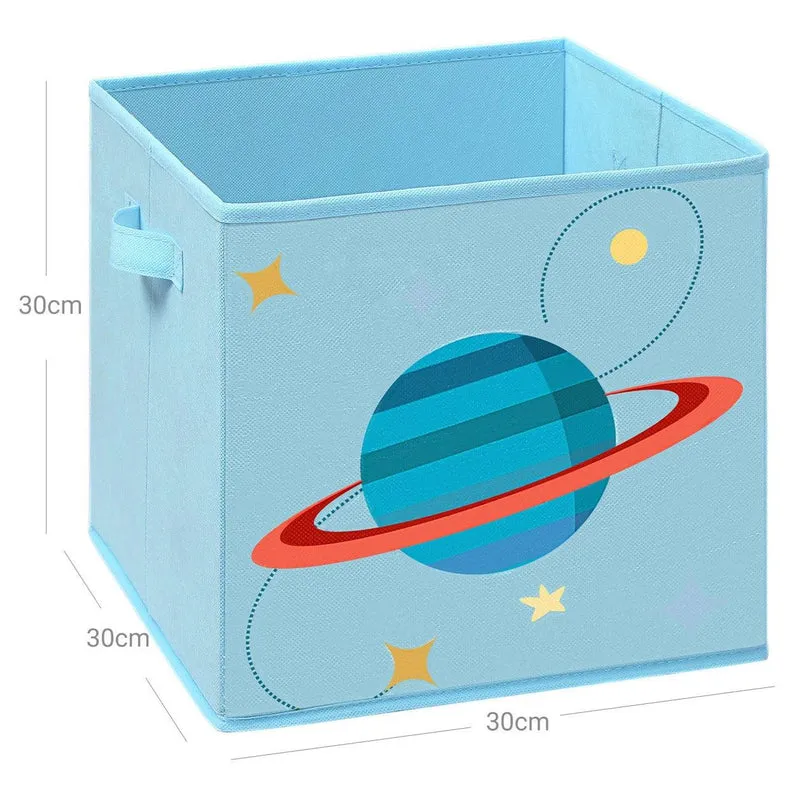 Boîtes de rangement lot de 3 organisateurs pour jouets cubes pliables avec poignées pour chambre d'enfant salle de jeux 30 x 30 x 30 cm thème de l'espace bleu vert et rose 12_0002274