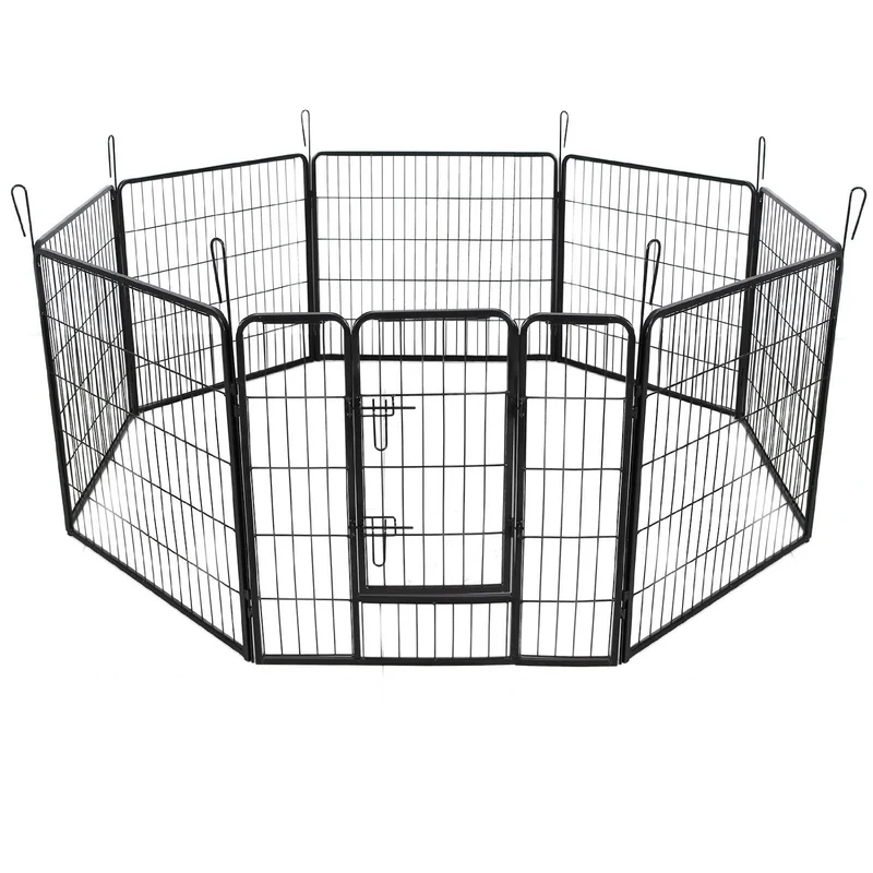 Parc enclos cage pour chiens chiots animaux de compagnie 163 x 163cm noir 3712021