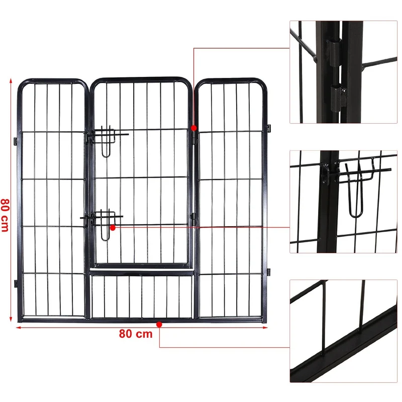Parc enclos cage pour chiens chiots animaux de compagnie 163 x 163cm noir 3712021