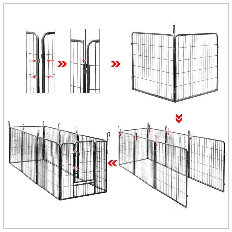 Parc enclos cage pour chiens chiots animaux de compagnie 163 x 163cm noir 3712021