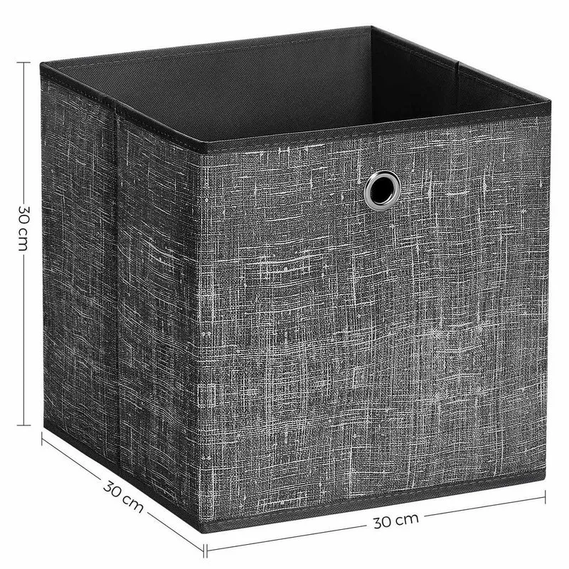 Boîtes de rangement pliables lot de 6 cubes bacs paniers coffres en tissu non-tissé 30 x 30 x 30 cm pour jouets vêtements noir 12_0003635