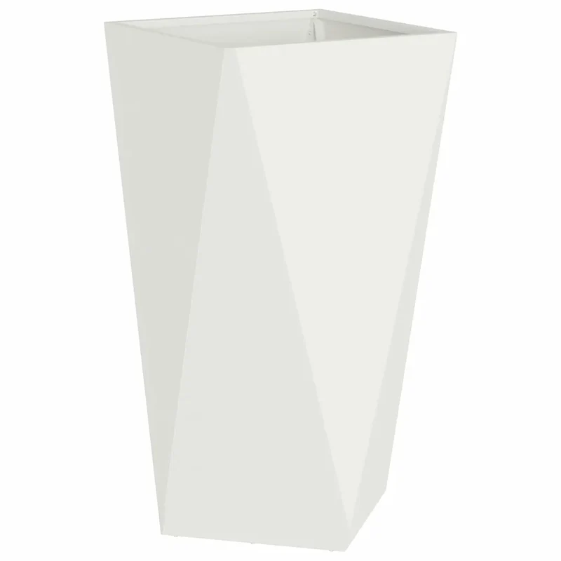 Jardinière rectangulaire moderne pour extérieur 40 x 40 x 75 cm résistante aux intempéries en acier blanc 02_0053022