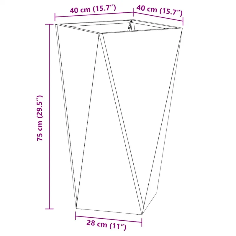 Jardinière rectangulaire moderne pour extérieur 40 x 40 x 75 cm résistante aux intempéries en acier blanc 02_0053022