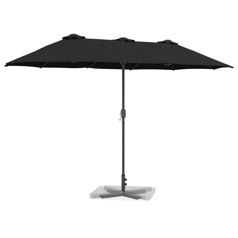 Parasol de jardin pliable durable 370 x 197 x 239 cm en polyester noir 02_0058743