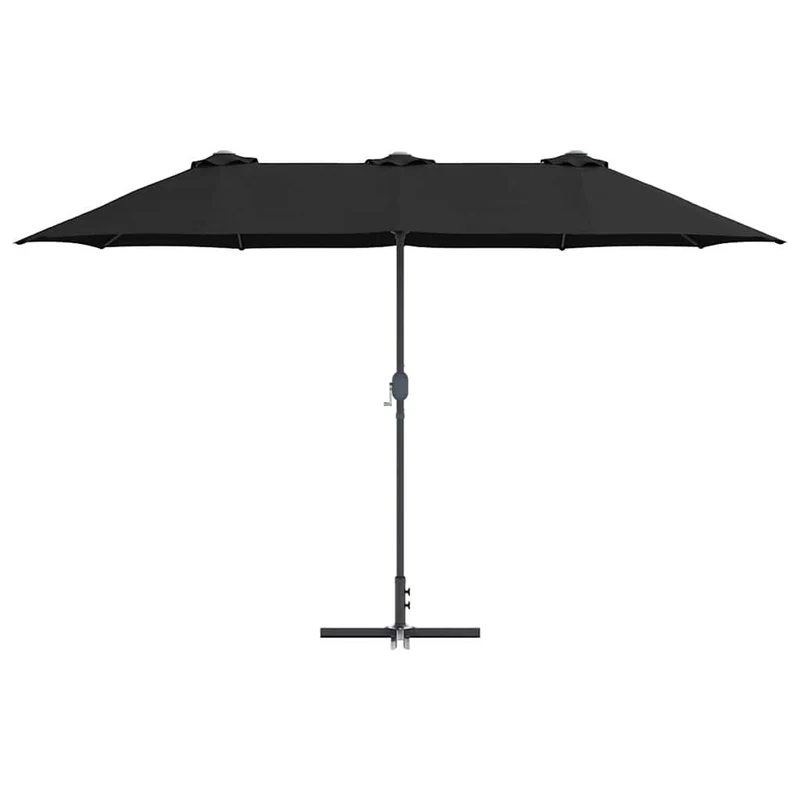 Parasol de jardin pliable durable 370 x 197 x 239 cm en polyester noir 02_0058743