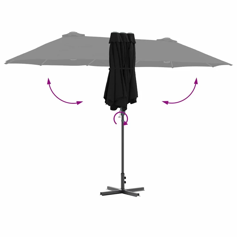Parasol de jardin pliable durable 370 x 197 x 239 cm en polyester noir 02_0058743
