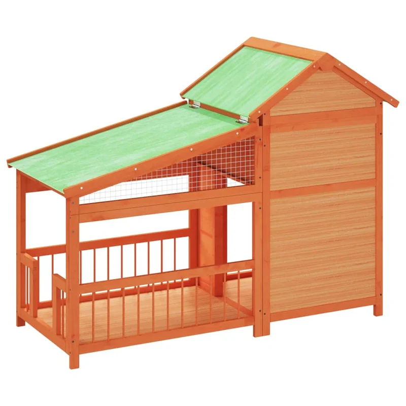 Chenil cage enclos pac animaux 143 x 60,5 x 109 cm bois de pin solide marron 02_0041717