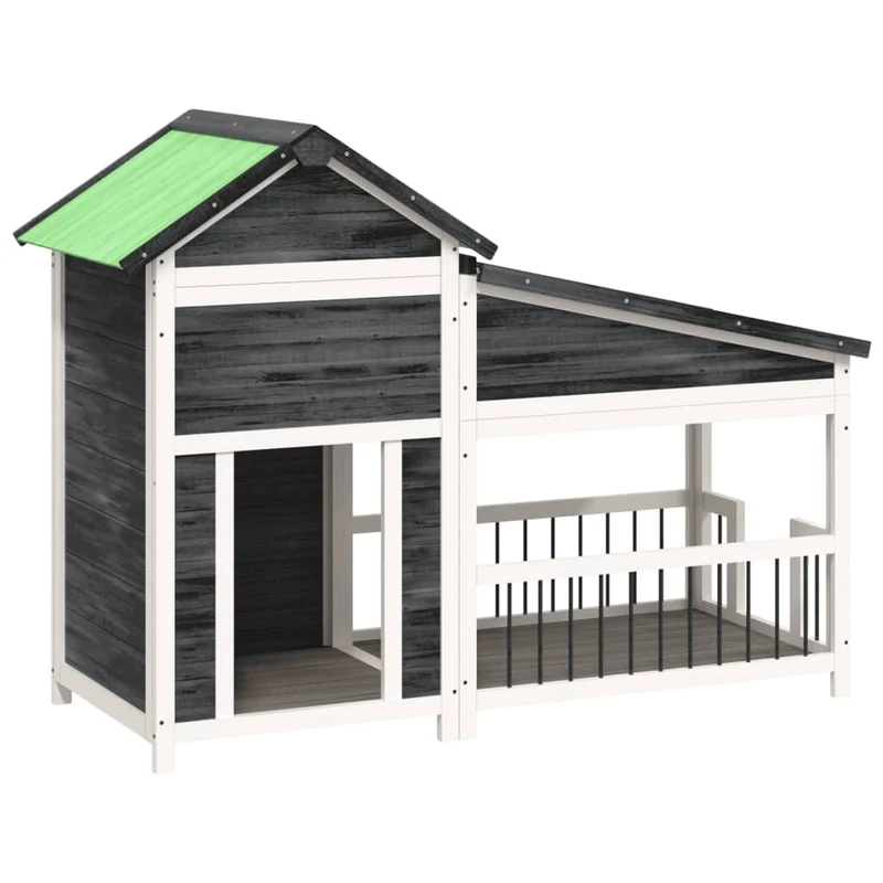 Chenil cage enclos pac animaux 143 x 60,5 x 109 cm bois de pin solide gris 02_0041716