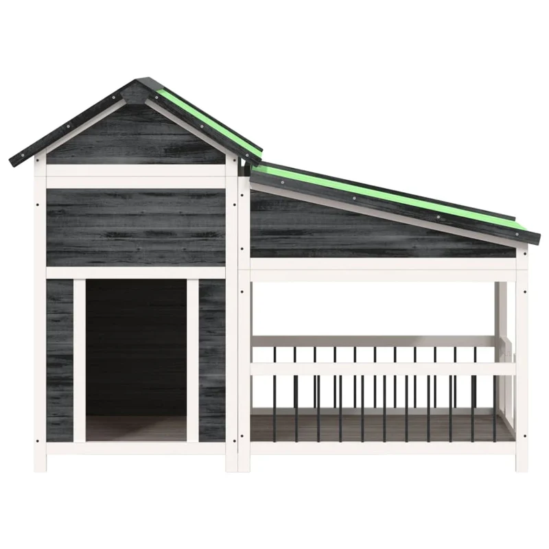 Chenil cage enclos pac animaux 143 x 60,5 x 109 cm bois de pin solide gris 02_0041716