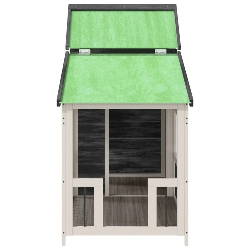 Chenil cage enclos pac animaux 143 x 60,5 x 109 cm bois de pin solide gris 02_0041716