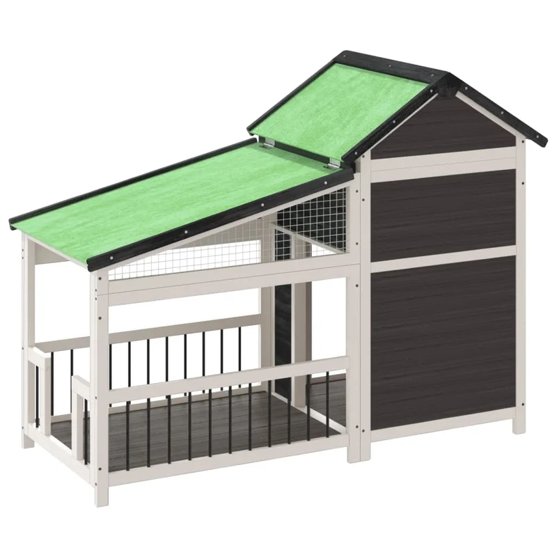 Chenil cage enclos pac animaux 143 x 60,5 x 109 cm bois de pin solide gris 02_0041716