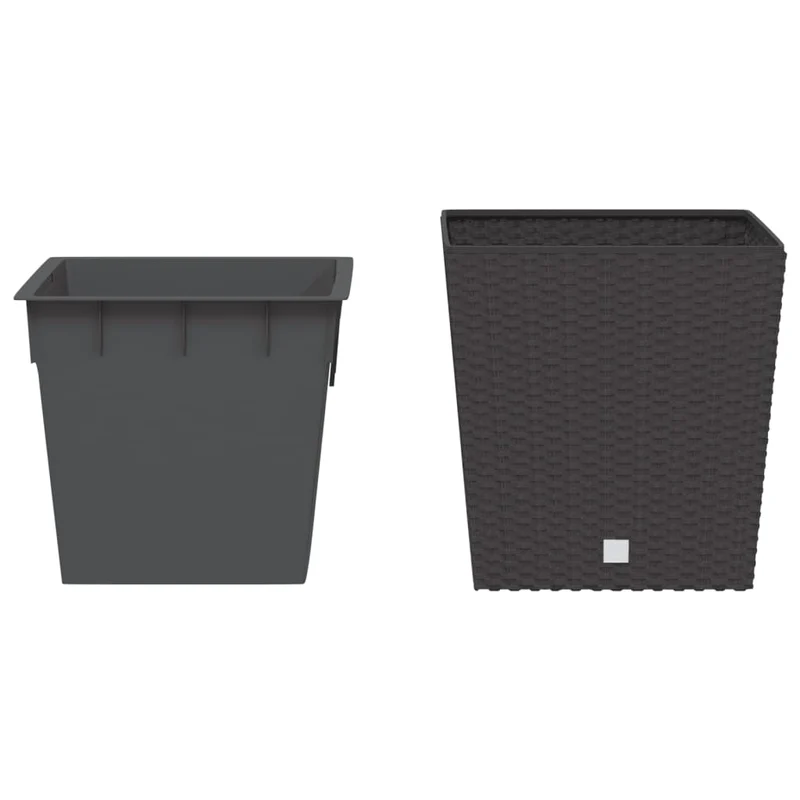 Jardinière bac lit surélevé plantes fleurs terrasse jardin et intérieur amovible 21 /32 L rotin PP marron 02_0038604