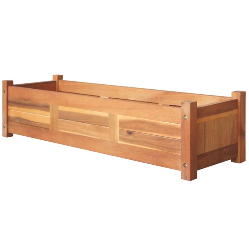 Jardinière lit surélevé plantes fleurs jardin 2 pièces 100 x 30 x 25 cm bois d'acacia 02_0001338