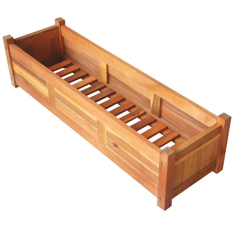 Jardinière lit surélevé plantes fleurs jardin 2 pièces 100 x 30 x 25 cm bois d'acacia 02_0001338