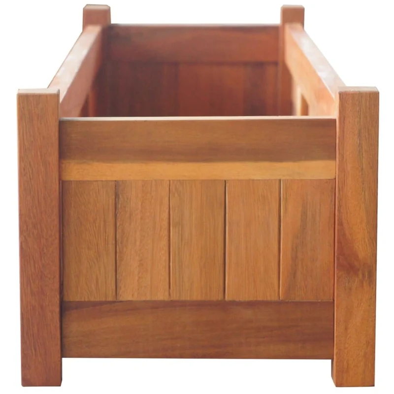 Jardinière lit surélevé plantes fleurs jardin 2 pièces 100 x 30 x 25 cm bois d'acacia 02_0001338