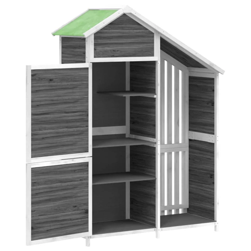 Abri de jardin cabane cabanon maison de stockage remise extérieur hangar outils robuste 120 x 53,5 x 170 cm bois massif pin gris 02_0022414
