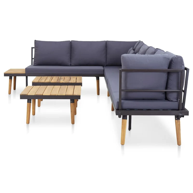 Salon de jardin meuble d'extérieur ensemble de mobilier 8 places avec coussins bois d'acacia solide 02_0017886