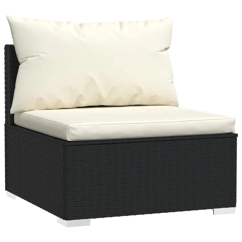 Salon de jardin meuble d'extérieur ensemble de mobilier 9 pièces avec coussins résine tressée noir 02_0018148