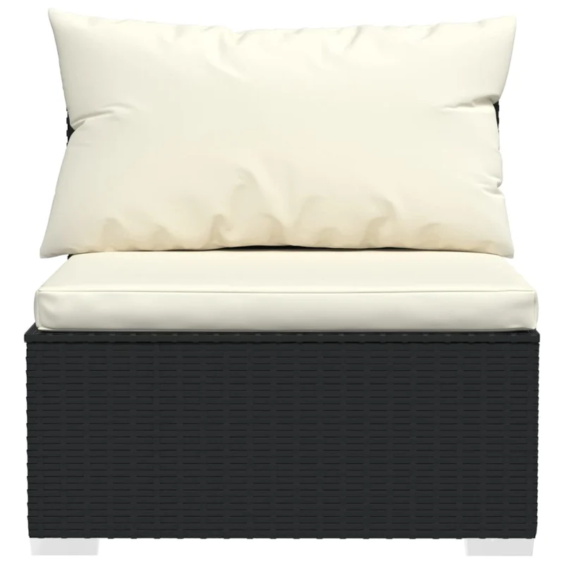 Salon de jardin meuble d'extérieur ensemble de mobilier 9 pièces avec coussins résine tressée noir 02_0018148