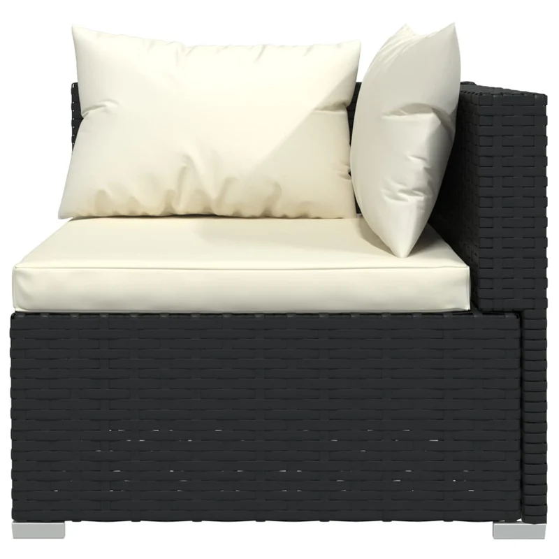 Salon de jardin meuble d'extérieur ensemble de mobilier 9 pièces avec coussins résine tressée noir 02_0018148