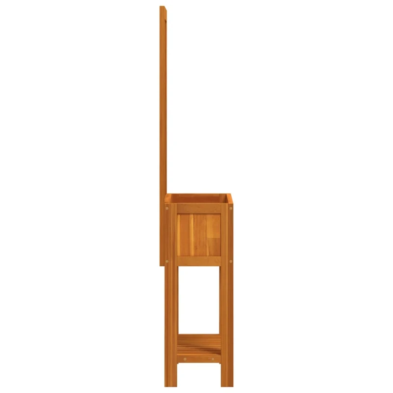 Jardinière bac lit surélevé plantes fleurs terrasse jardin avec treillis et étagère bois massif d'acacia marron 02_0038377