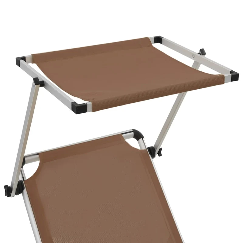 Transat chaise longue bain de soleil lit de jardin terrasse meuble d'extérieur pliable avec auvent aluminium et textilène marron 02_0012818
