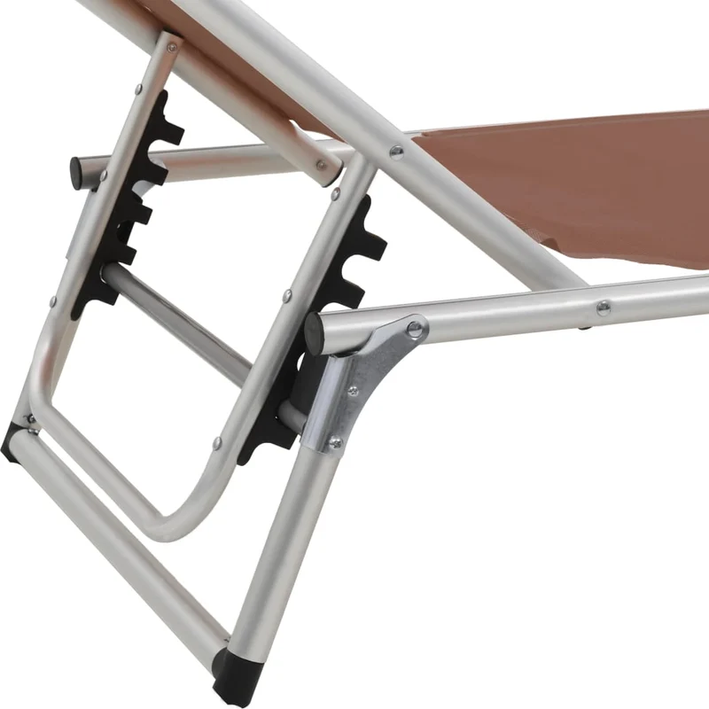 Transat chaise longue bain de soleil lit de jardin terrasse meuble d'extérieur pliable avec auvent aluminium et textilène marron 02_0012818