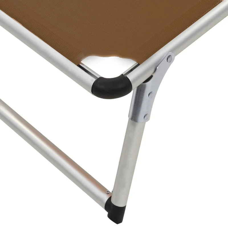 Transat chaise longue bain de soleil lit de jardin terrasse meuble d'extérieur pliable avec auvent aluminium et textilène marron 02_0012818