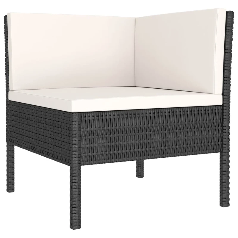 Salon de jardin meuble d'extérieur ensemble de mobilier 9 pièces avec coussins résine tressée noir 02_0018146
