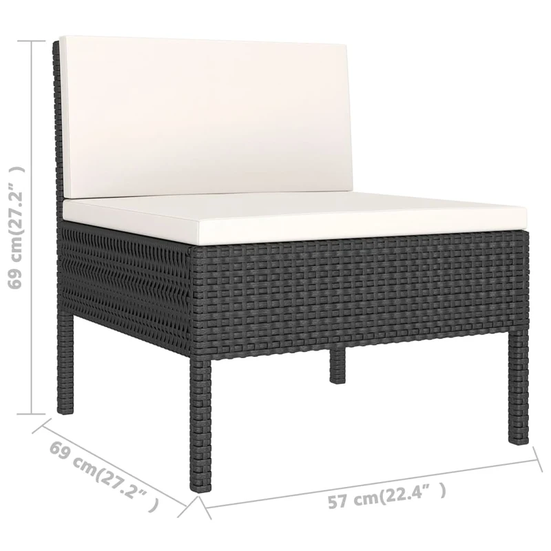 Salon de jardin meuble d'extérieur ensemble de mobilier 9 pièces avec coussins résine tressée noir 02_0018146