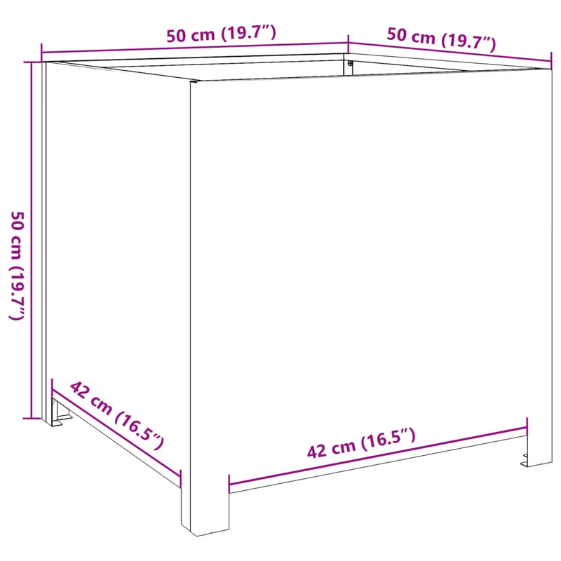 Jardinière bac lit surélevé plantes fleurs terrasse jardin 50 x 50 x 50 cm acier inoxydable Argent 02_0037662