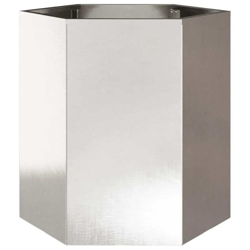 Jardinière bac lit surélevé plantes fleurs terrasse jardin hexagone 46 x 40 x 45 cm acier inoxydable Argent 02_0038647