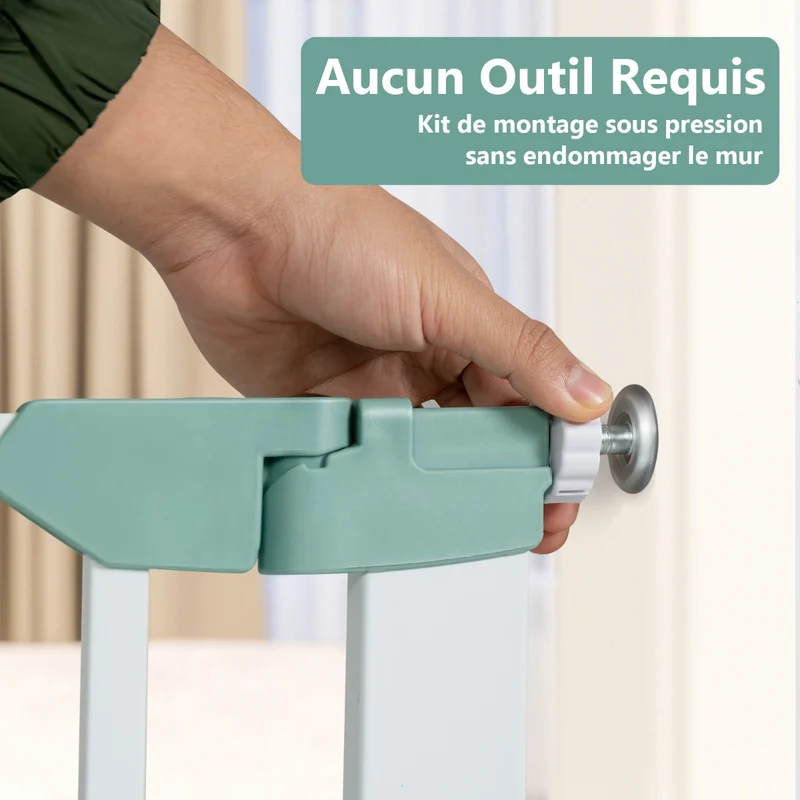 Barrière de sécurité à passage 80-120 x 75 cm double verrouillage ouverture à deux sens design moderne en métal blanc 20_0015163